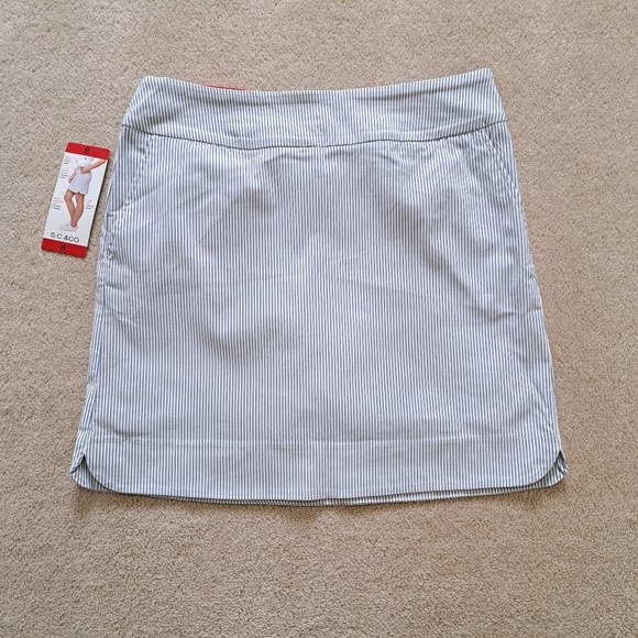 ❤️ S.C.& Co Pull On Skort Blue White Striped Stretch Skirt Women's Various Sizes - Picture 6 of 14